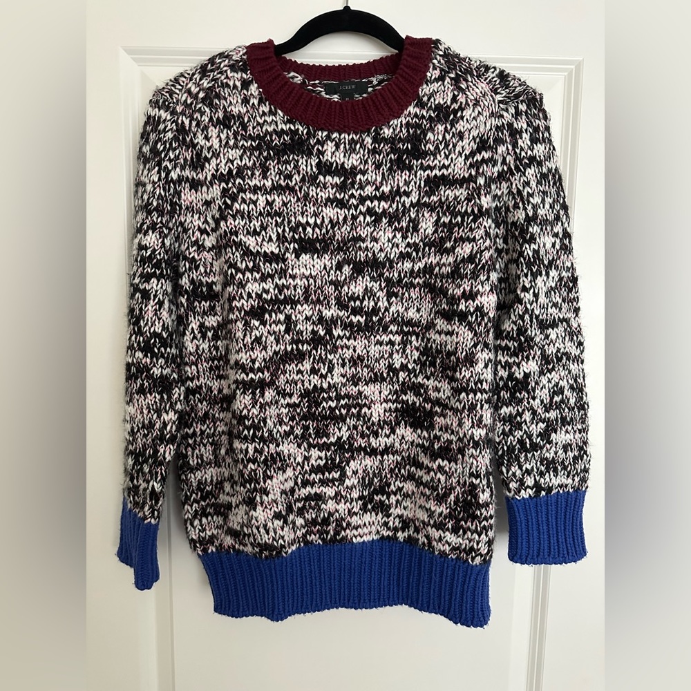 J Crew Marled Color Block Sweater